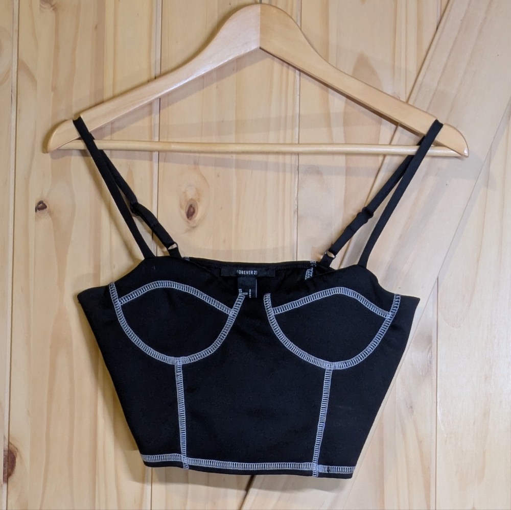 Forever 21 Black and Gray Bustier Crop Top